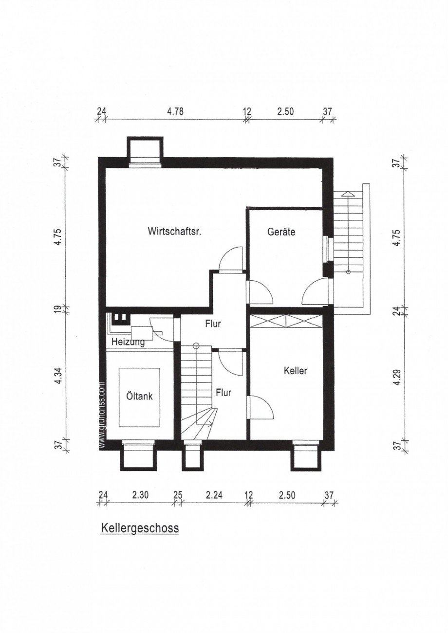Grundriss Keller Reihenendhaus Kaarst