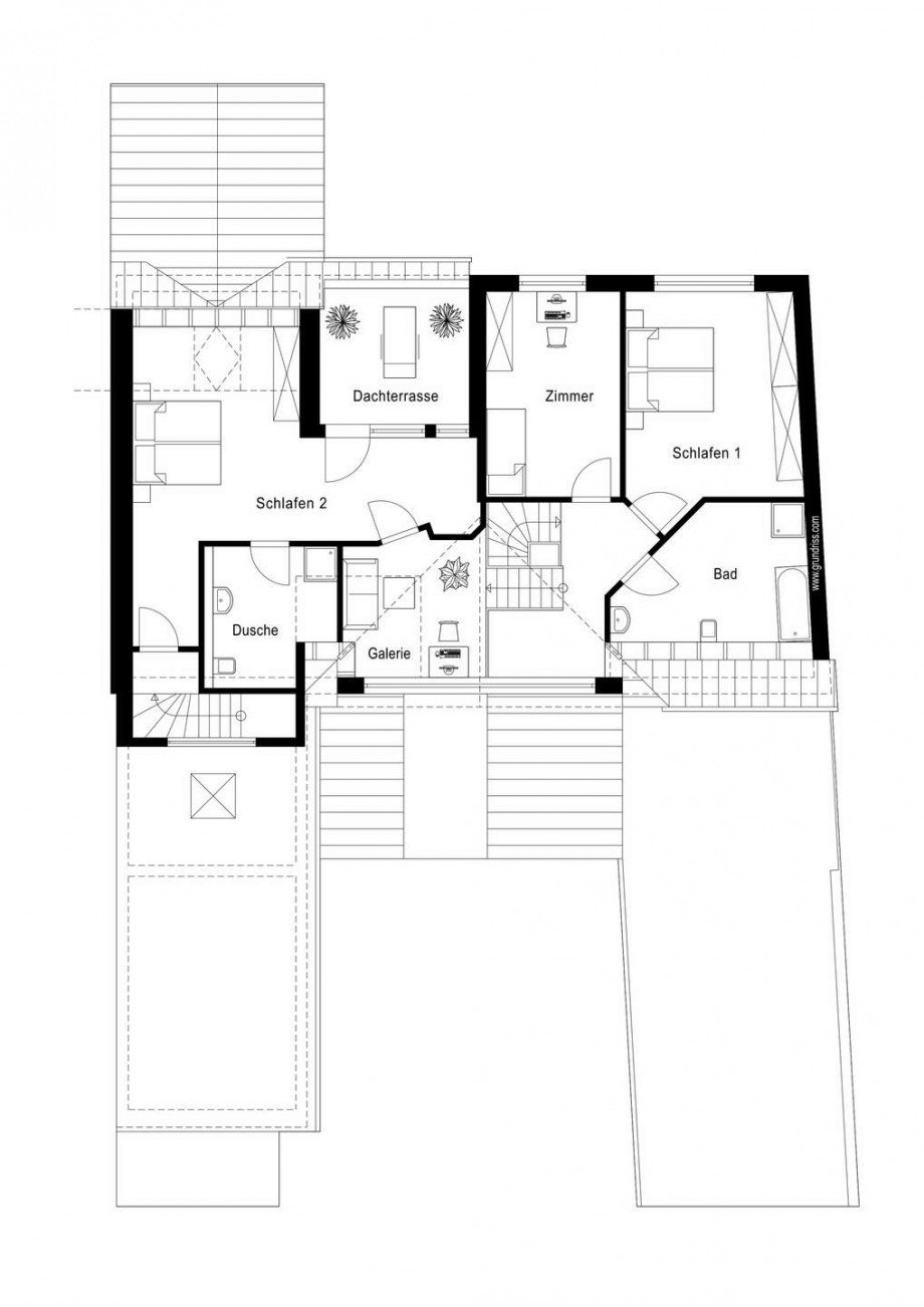 Grundriss Haupthaus obere Etage Einfamilienhaus Dormagen