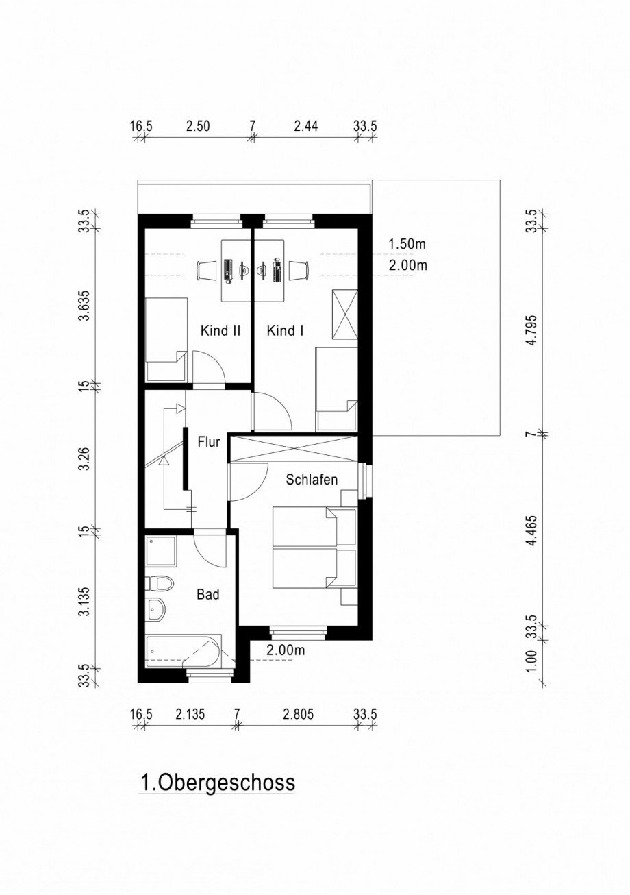 Grundriss obere Etage Doppelhaush�lfte Neuss