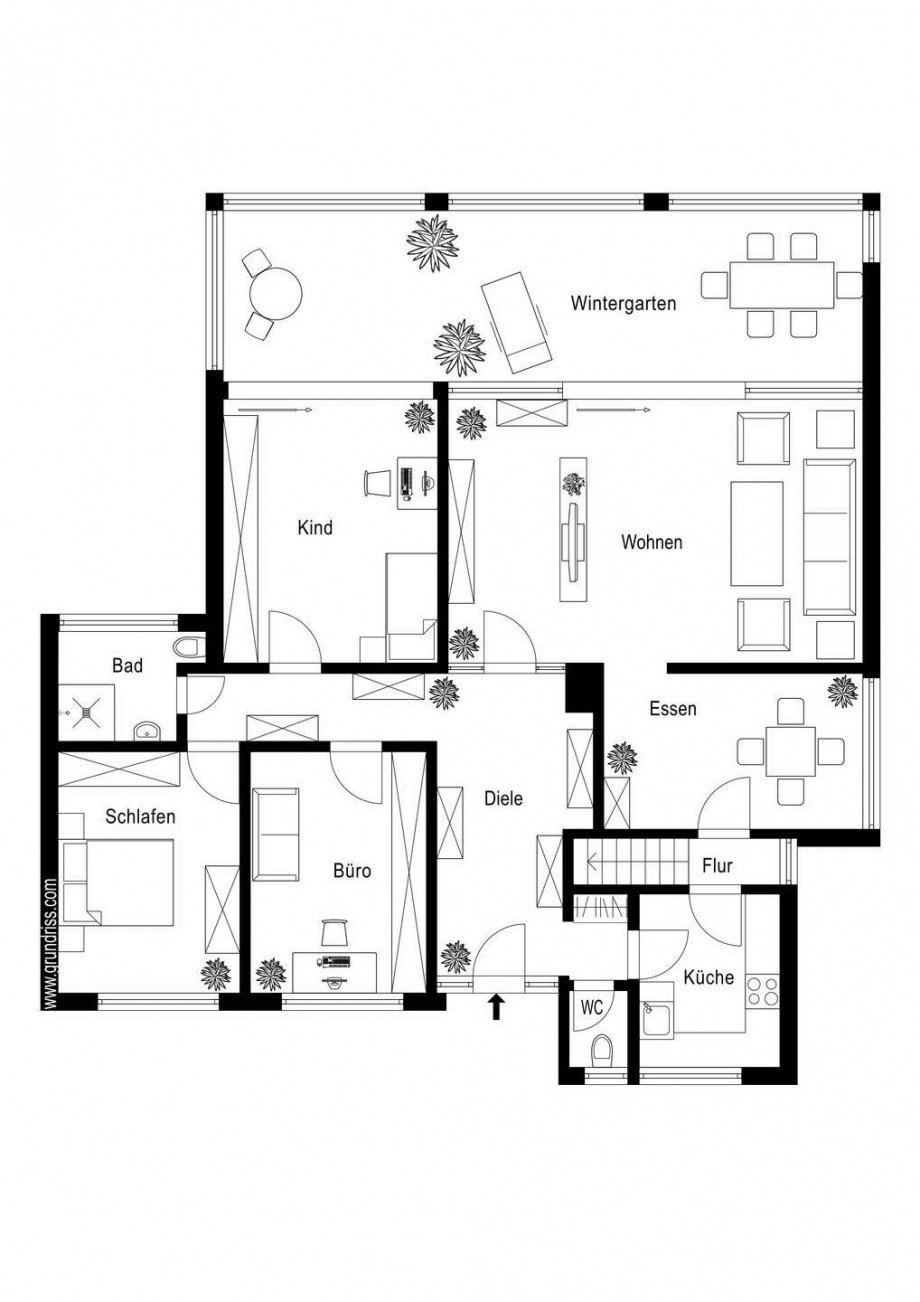 Grundriss Erdgeschoss Bungalow Neuss