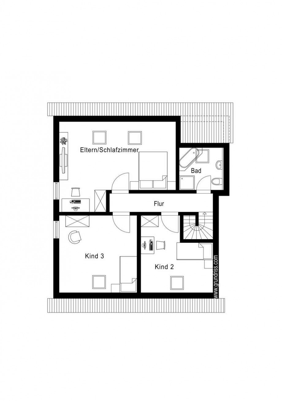 Grundriss obere Etage Maisonettewohnung Neuss
