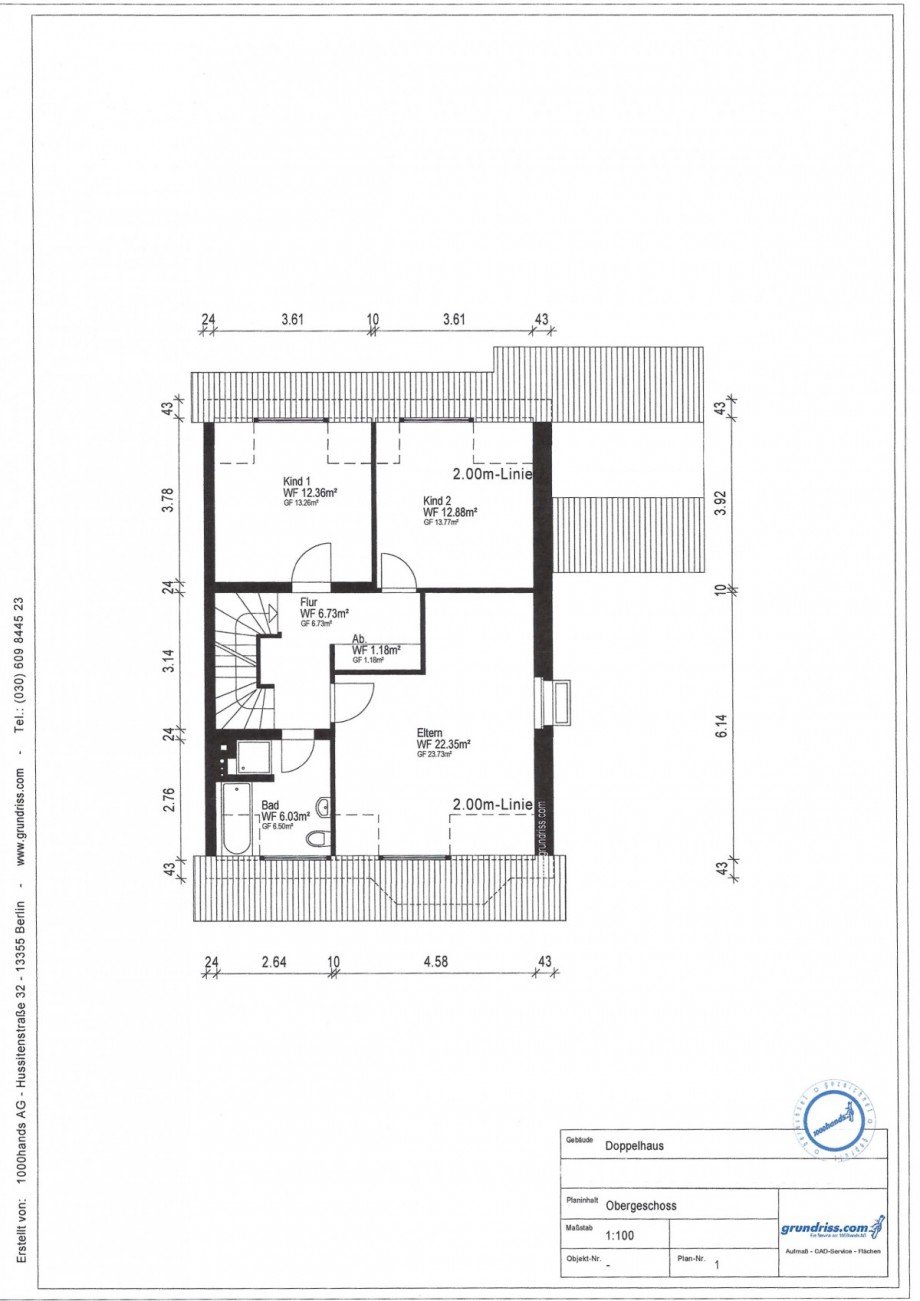 Grundriss obere Etage Doppelhaush�lfte Neuss