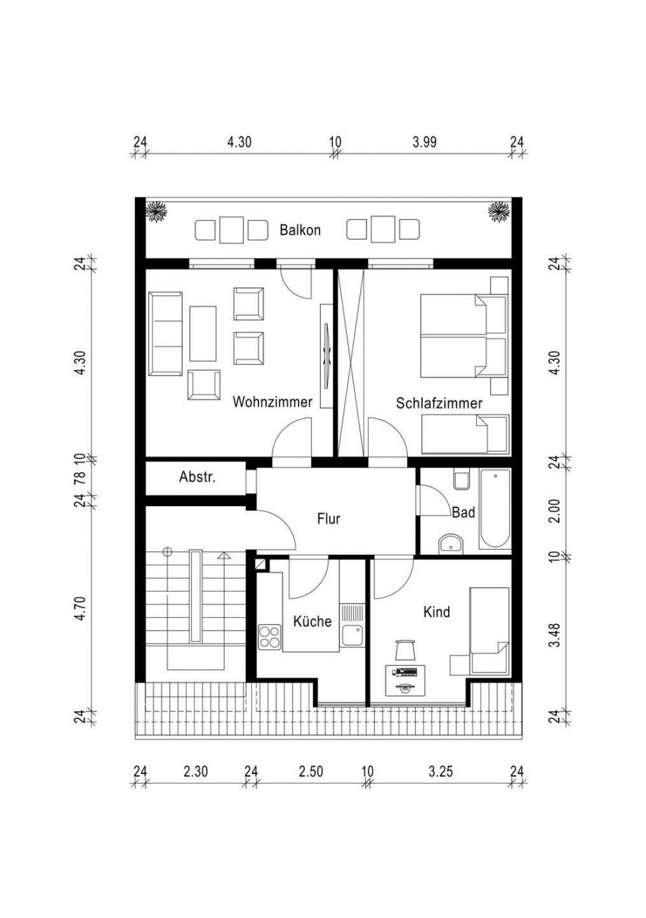 Grundriss obere Etage Zweifamilienhaus Korschenbroich
