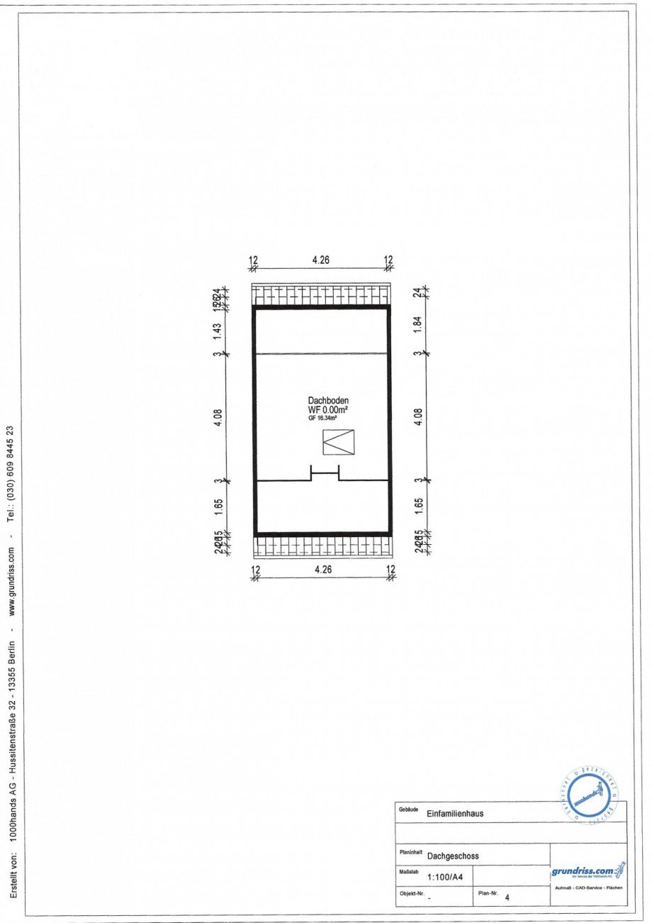 Grundriss Dachgeschoss Reihenhaus Neuss