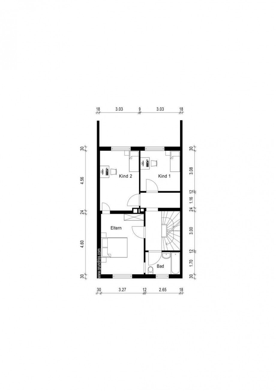 Grundriss obere Etage Reihenhaus Neuss