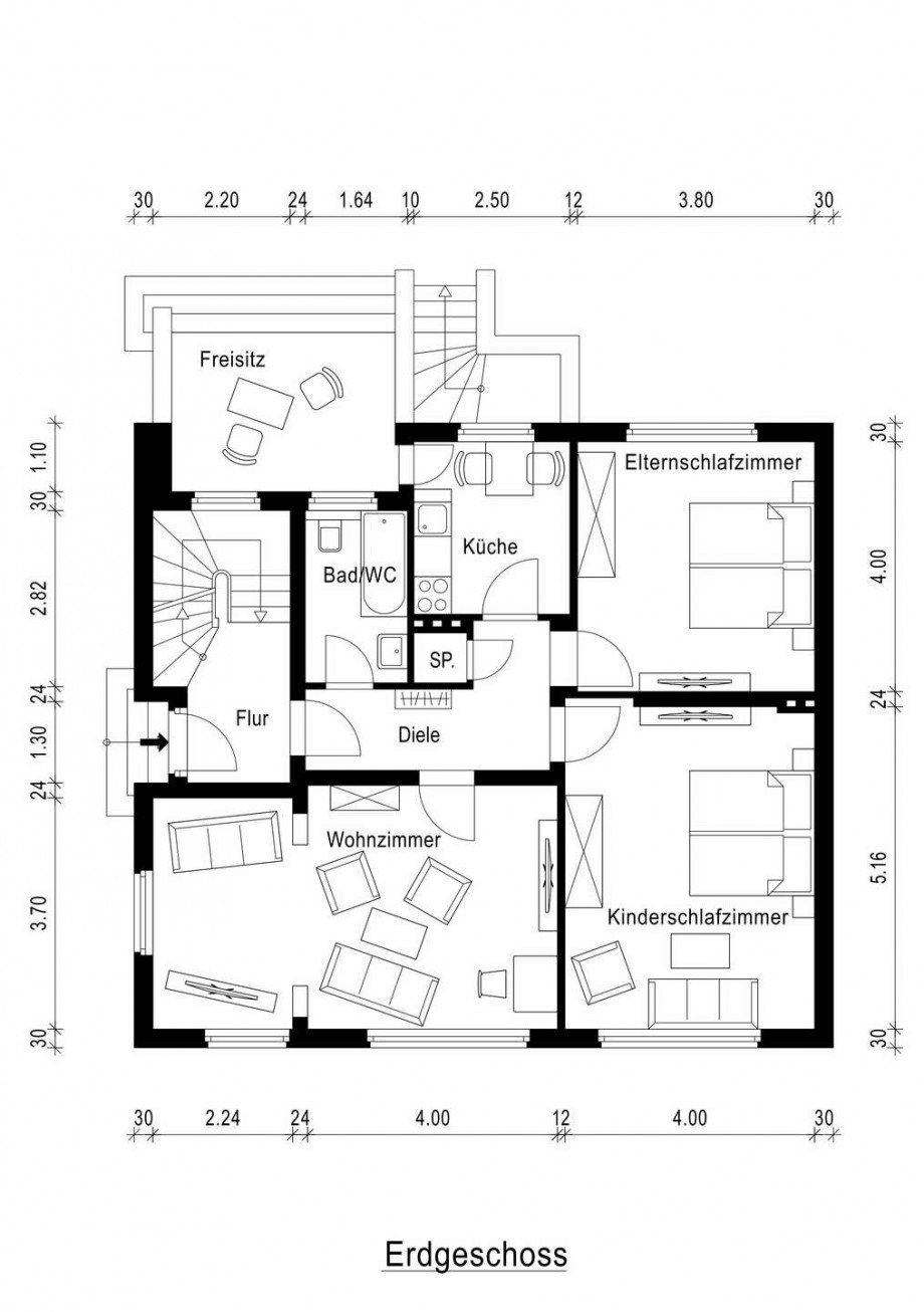 Grundriss Erdgeschoss Zweifamilienhaus Neuss