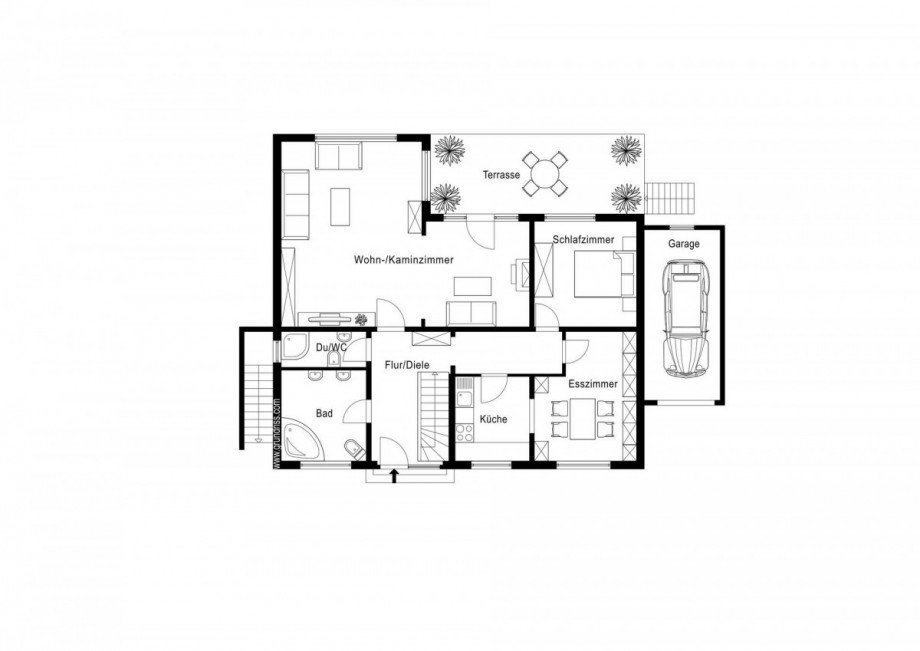 Grundriss Erdgeschoss Bungalow Neuss