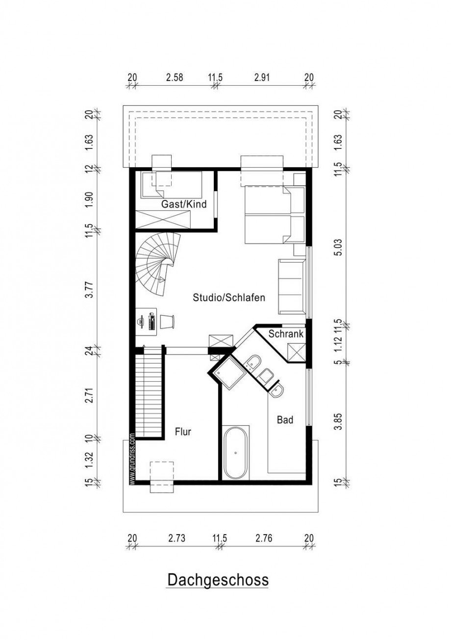 Grundriss obere Etage Doppelhaush�lfte Grevenbroich