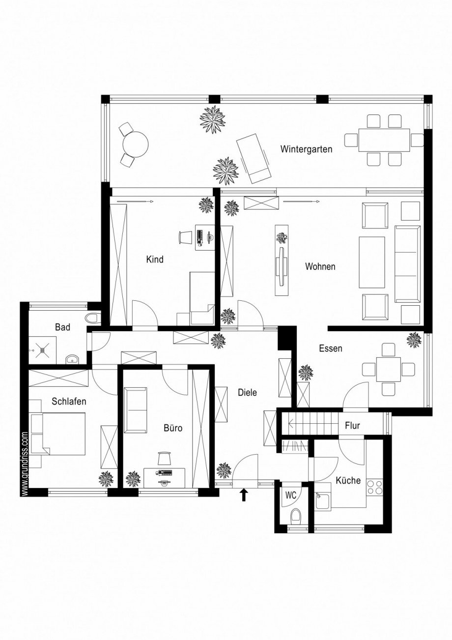 Grundriss Erdgeschoss Bungalow Neuss