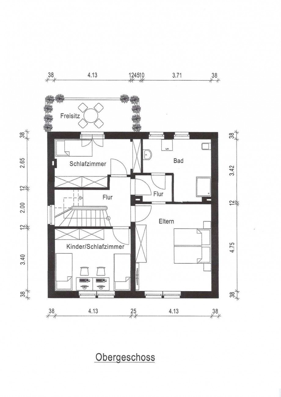 Grundriss obere Etage Einfamilienhaus Dormagen