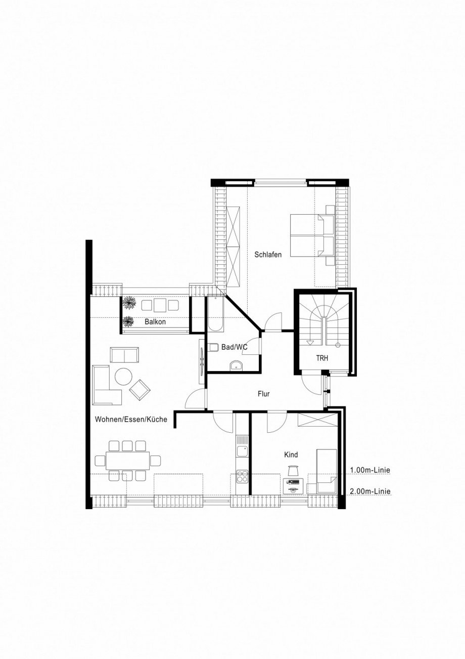 Grundriss Dachgeschosswohnung Neuss