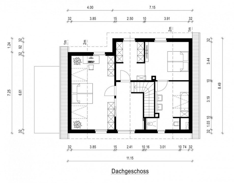 Grundriss obere Etage Einfamilienhaus Korschenbroich