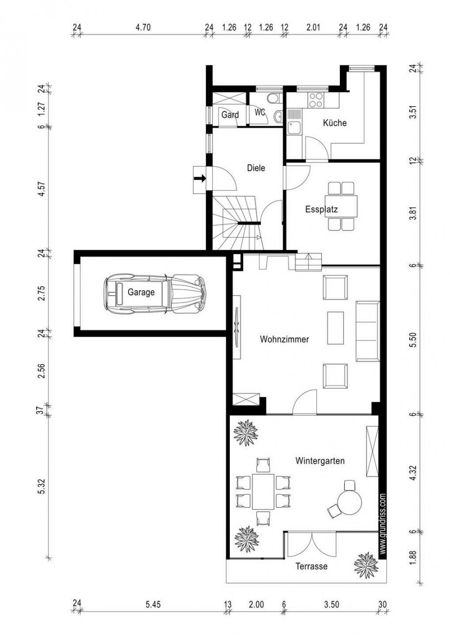 Grundriss Erdgeschoss Reihenendhaus Neuss