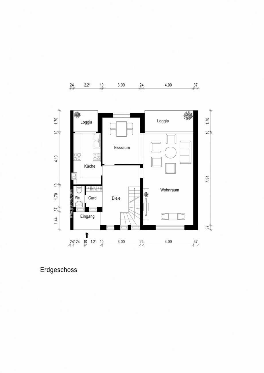 Grundriss Erdgeschoss Reiheneckhaus Neuss