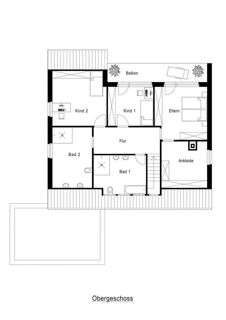 Grundriss obere Etage Einfamilienhaus Neuss