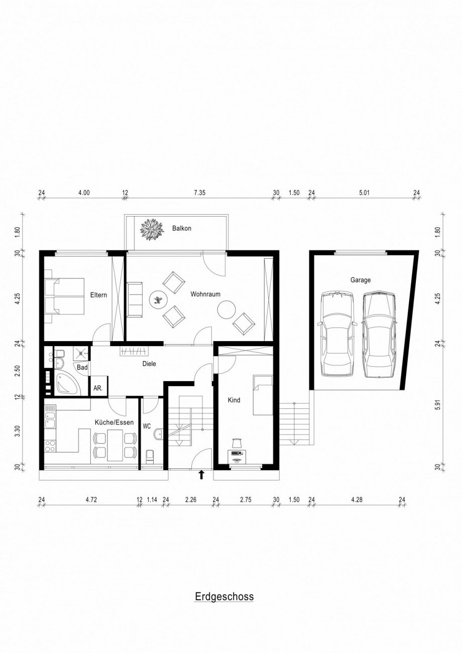Grundriss Erdgeschoss Zweifamilienhaus D�sseldorf