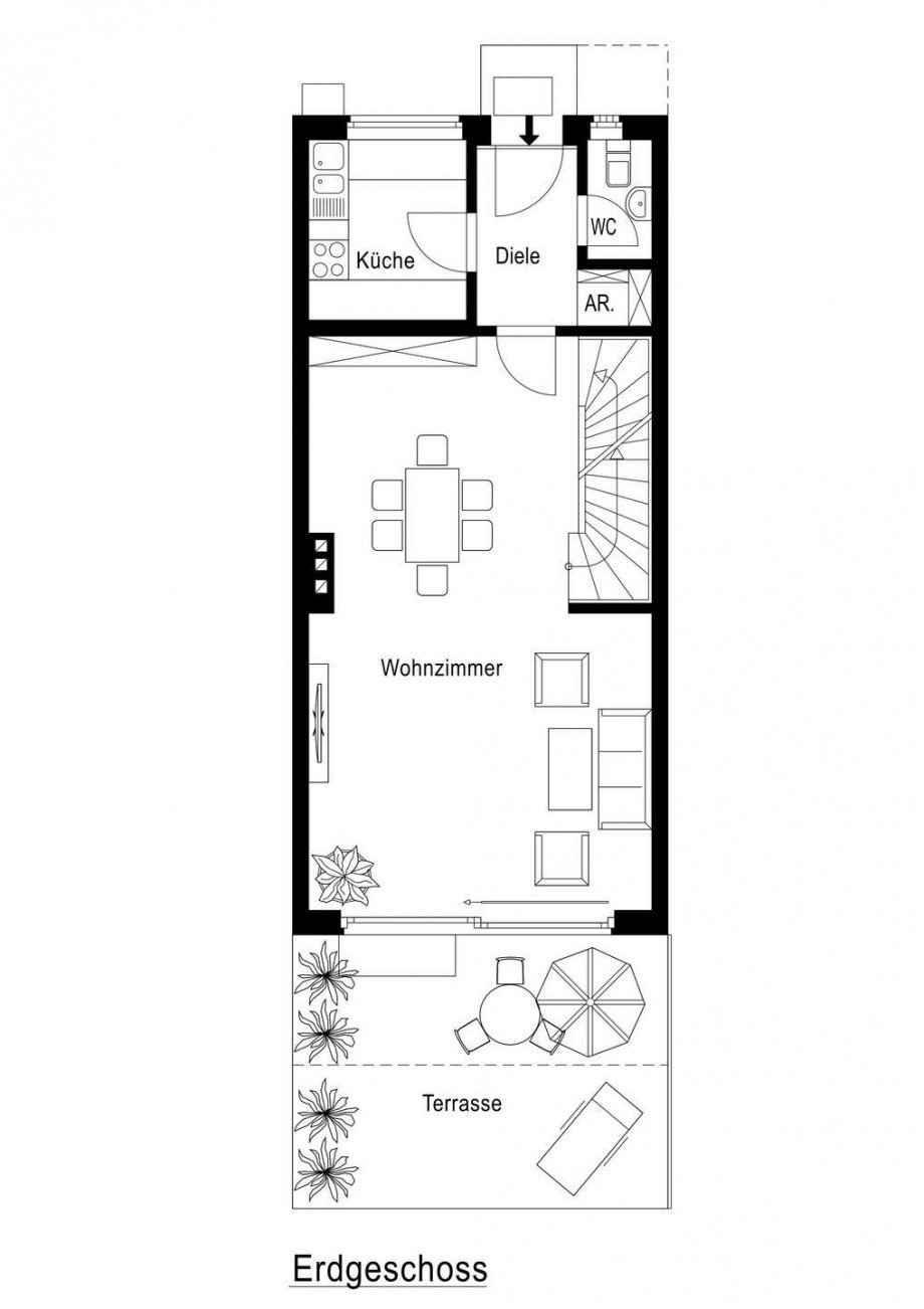 Grundriss Erdgeschoss Reihenhaus Neuss