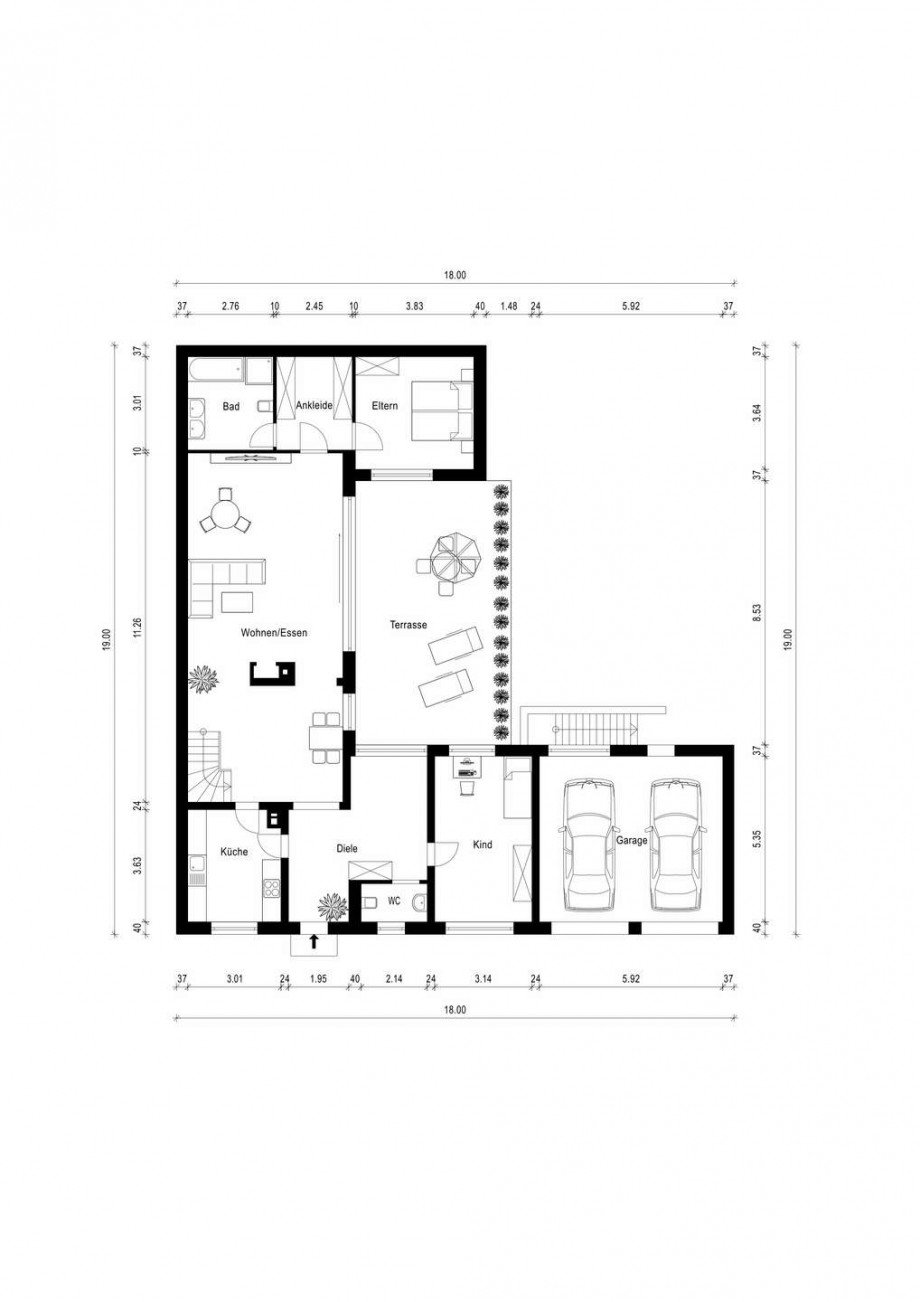 Grundriss Erdgeschoss Bungalow Neuss