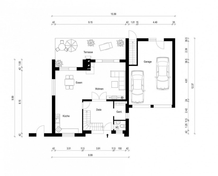 Grundriss Erdgeschoss Einfamilienhaus Bedburg