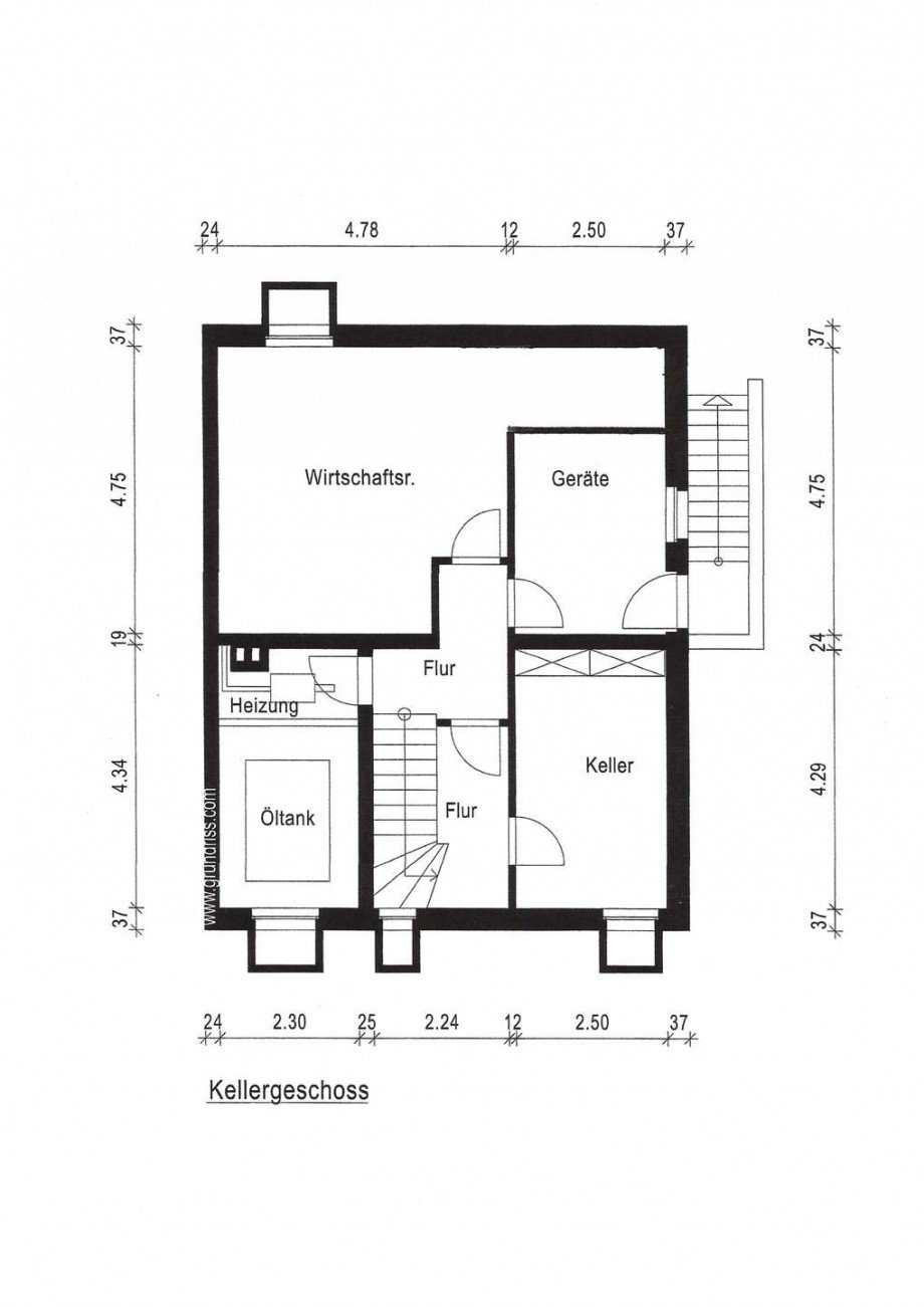 Grundriss Keller Reihenendhaus Kaarst