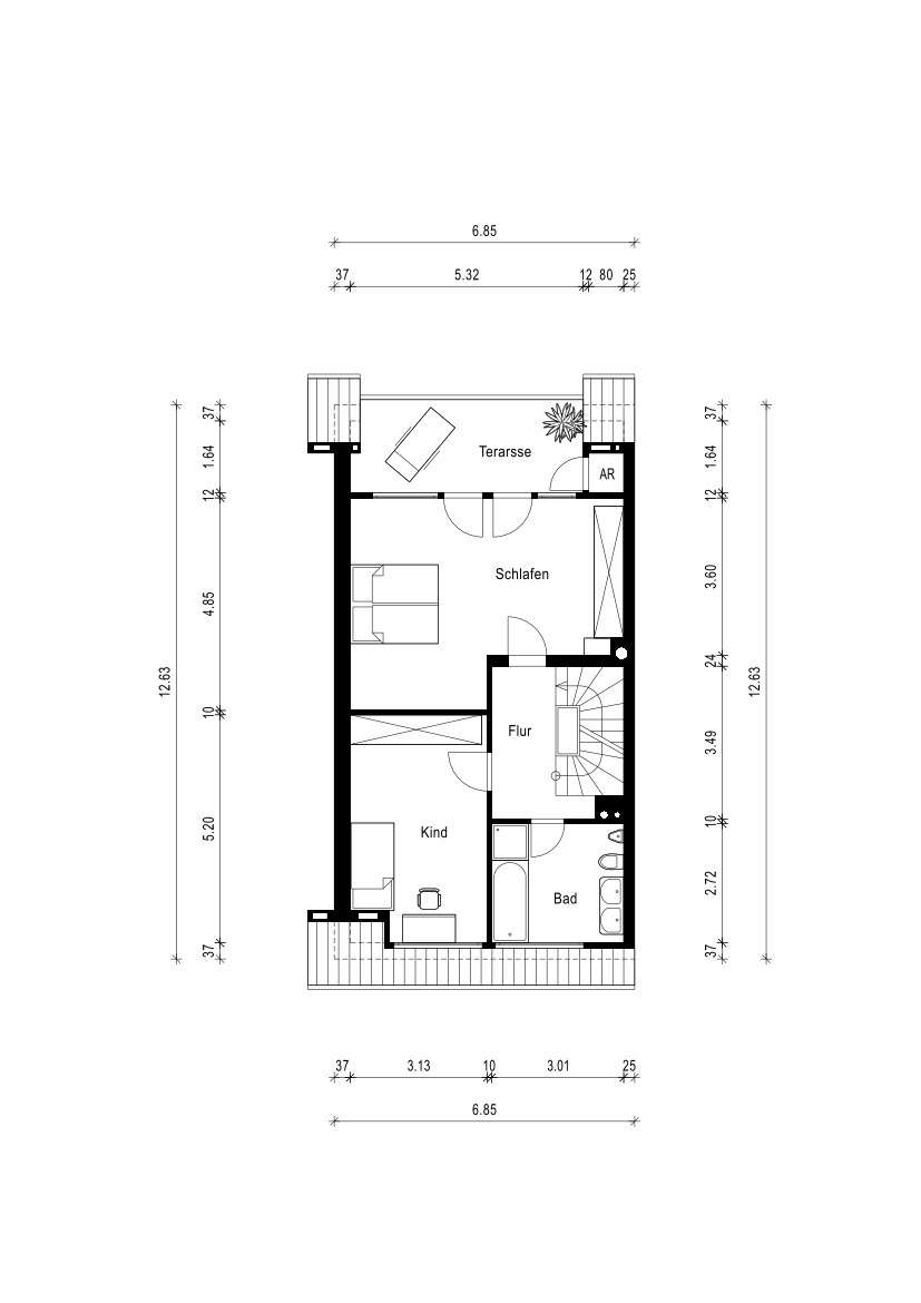 Grundriss erste Etage Doppelhaush�lfte Dormagen