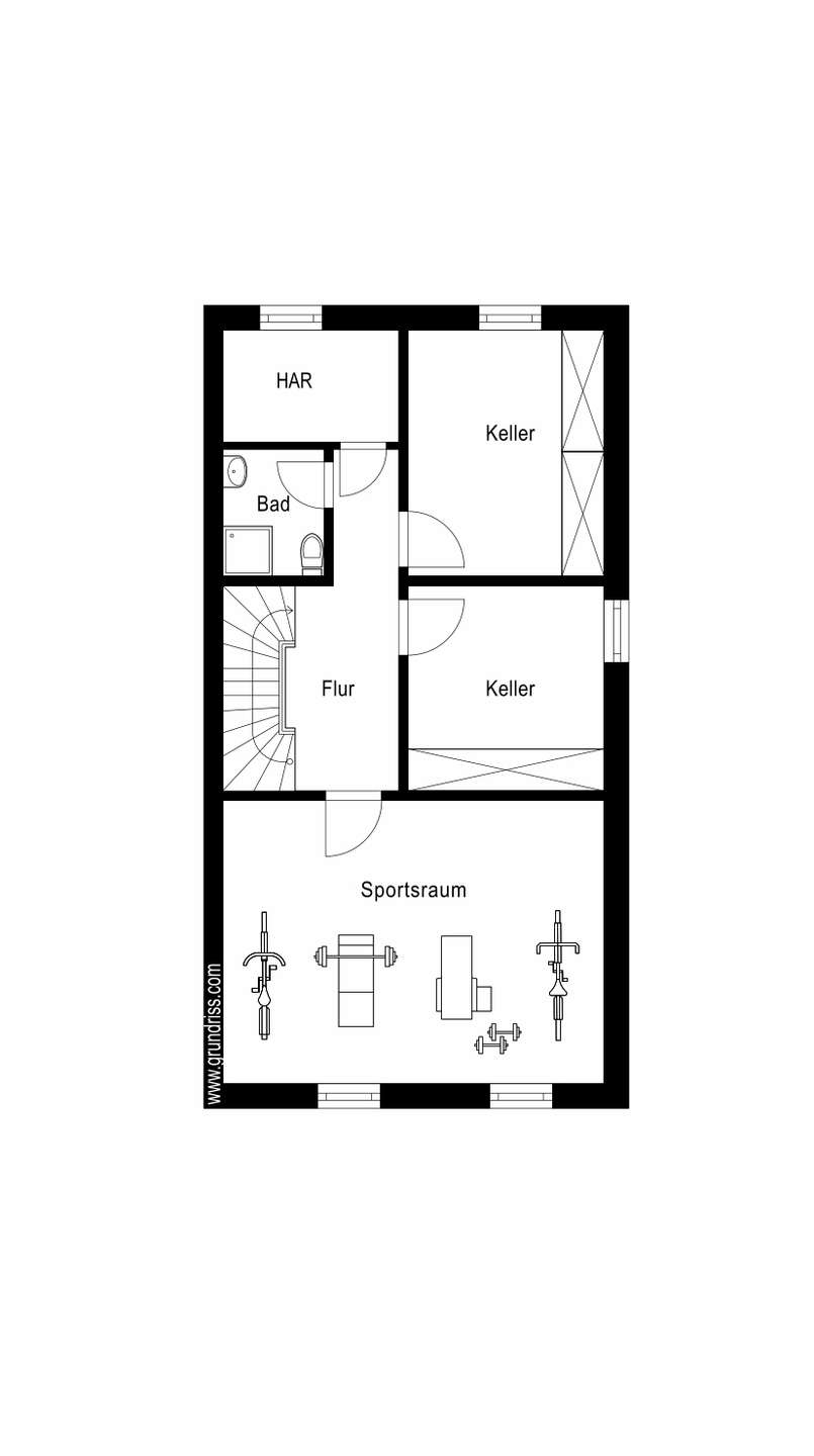 Grundriss Kellergeschoss Doppelhaush�lfte Pulheim