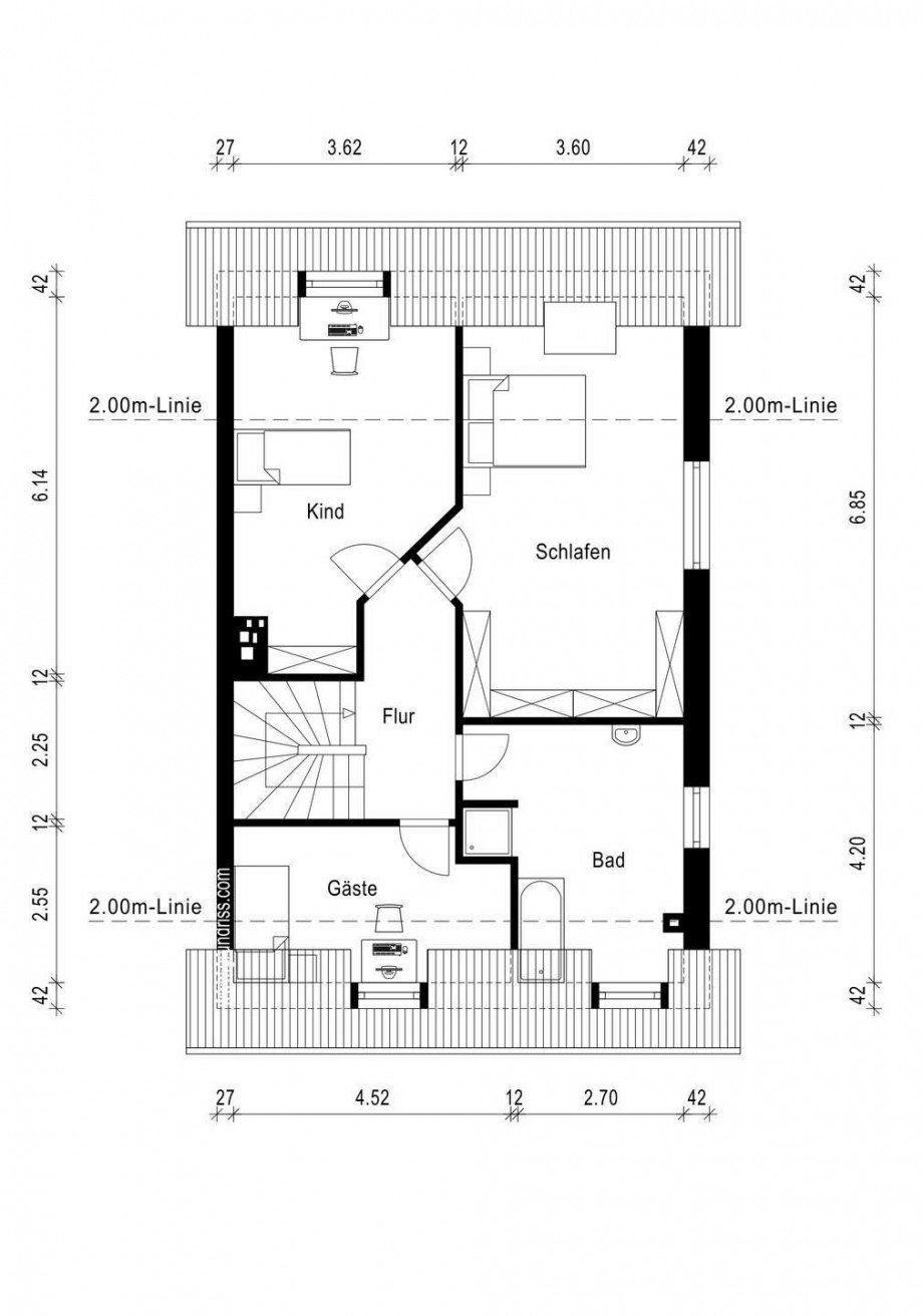 Grundriss obere Etage Doppelhaush�lfte Neuss
