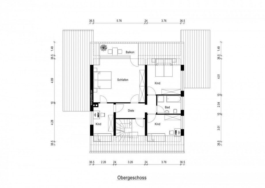 Grundriss obere Etage Einfamilienhaus Neuss