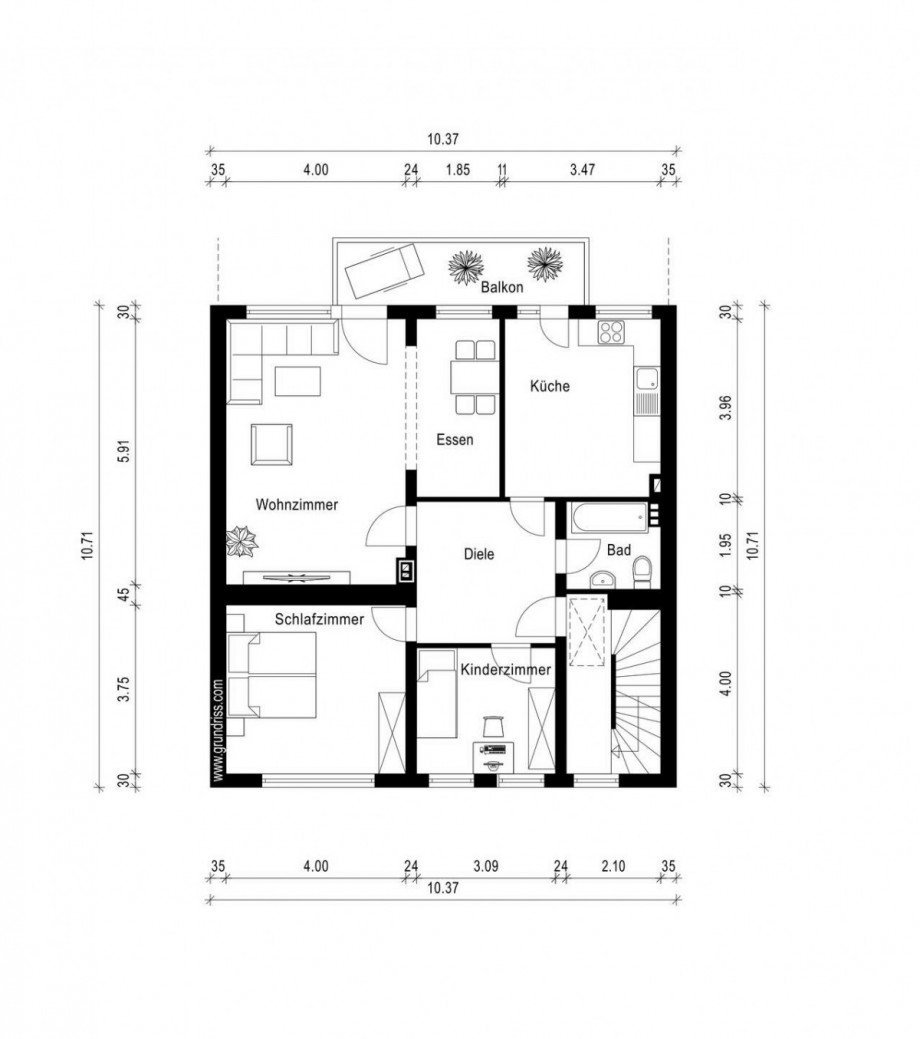 Grundriss obere Etage Zweifamilienhaus Neuss