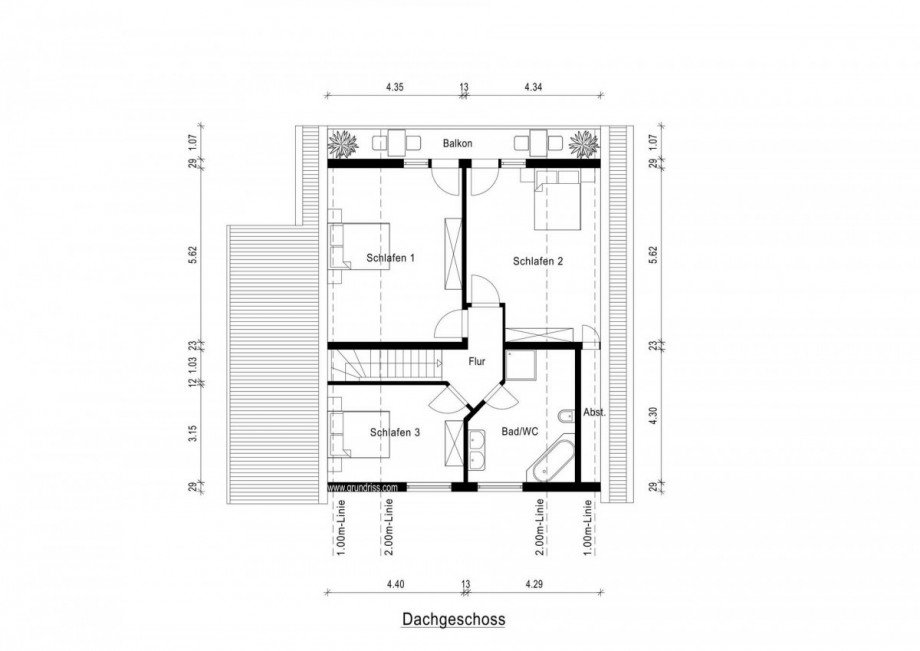 Grundriss obere Etage Einfamilienhaus Dormagen
