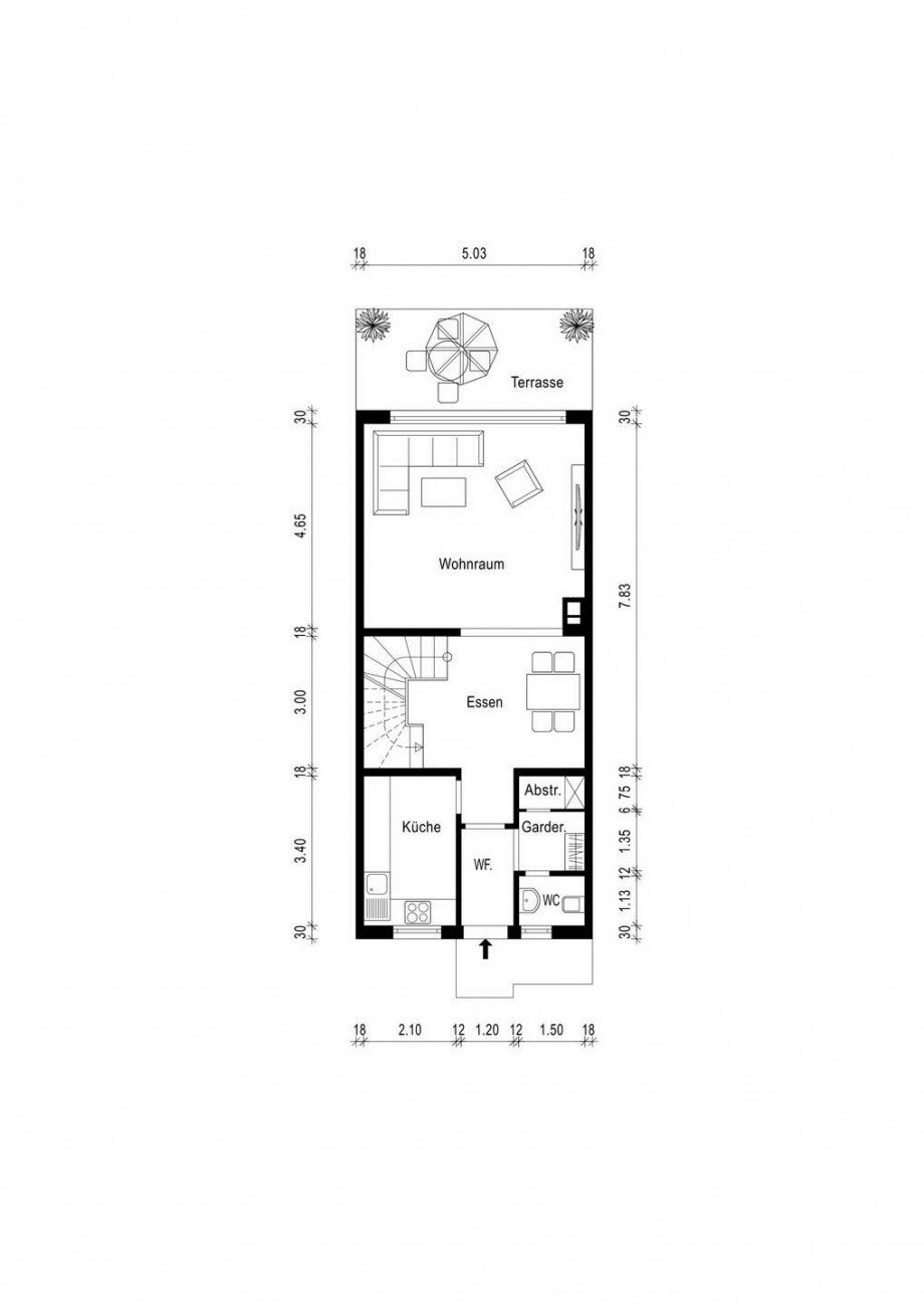 Grundriss Erdgeschoss Reihenhaus Neuss