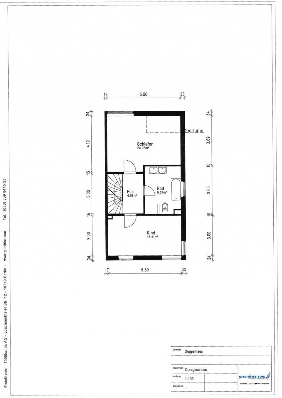 Grundriss obere Etage Doppelhaush�lfte Kaarst