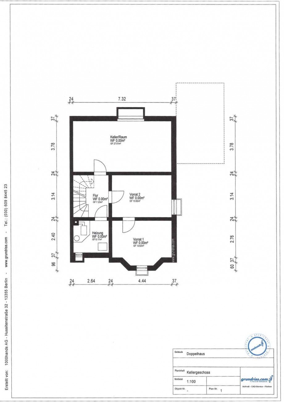 Grundriss Keller Doppelhaush�lfte Neuss