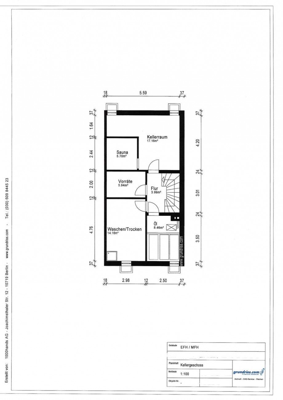 Grundriss Keller Doppelhaush�lfte Korschenbroich