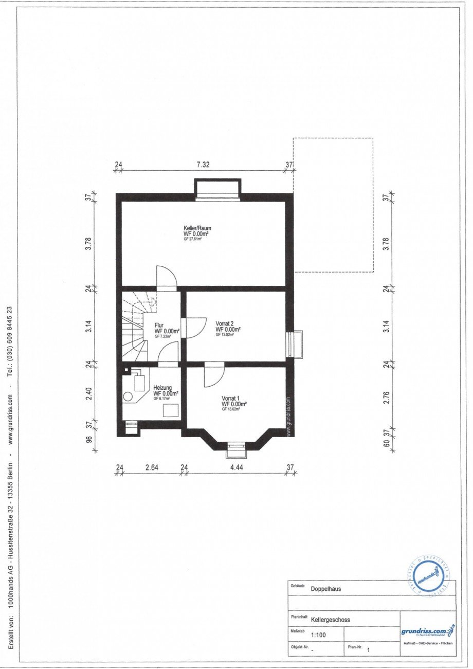 Grundriss Keller Doppelhaush�lfte Neuss