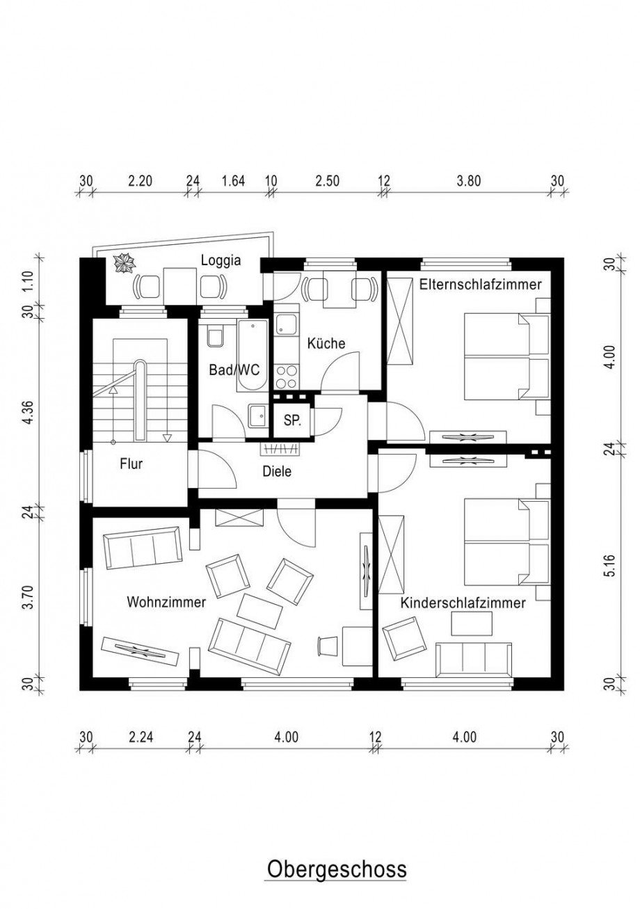 Grundriss 1 Obergeschoss Zweifamilienhaus Neuss
