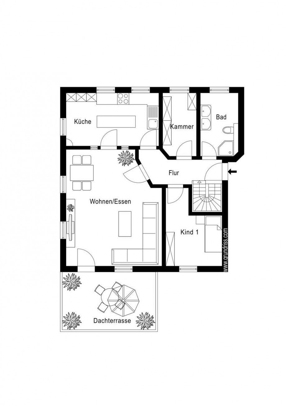 Grundriss untere Etage Maisonettewohnung Neuss