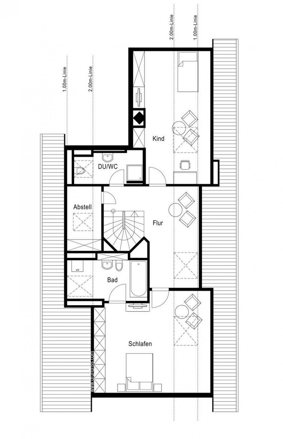Grundriss Obergeschoss Maisonettewohnung Neuss
