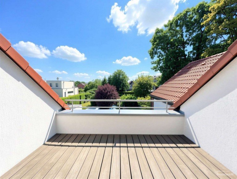 Aussicht Balkon Neuss Dachgeschosswohnung Lichtdurchflutete, gro�z�gige DG-Wohnung mit Gartenblick