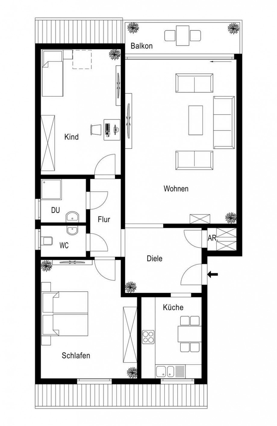 Grundriss Dachgeschosswohnung Neuss