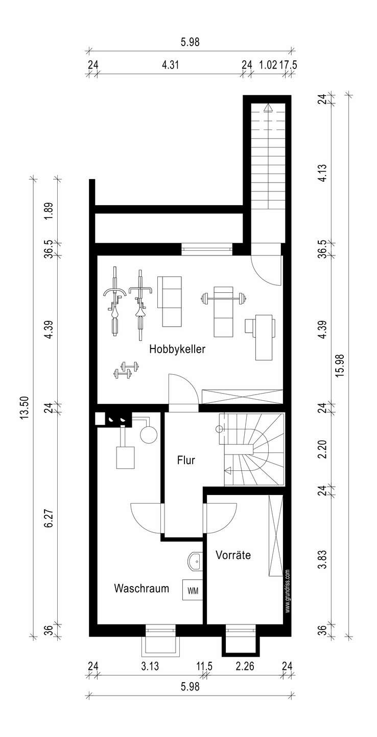 Grundriss Keller Doppelhaush�lfte Kaarst