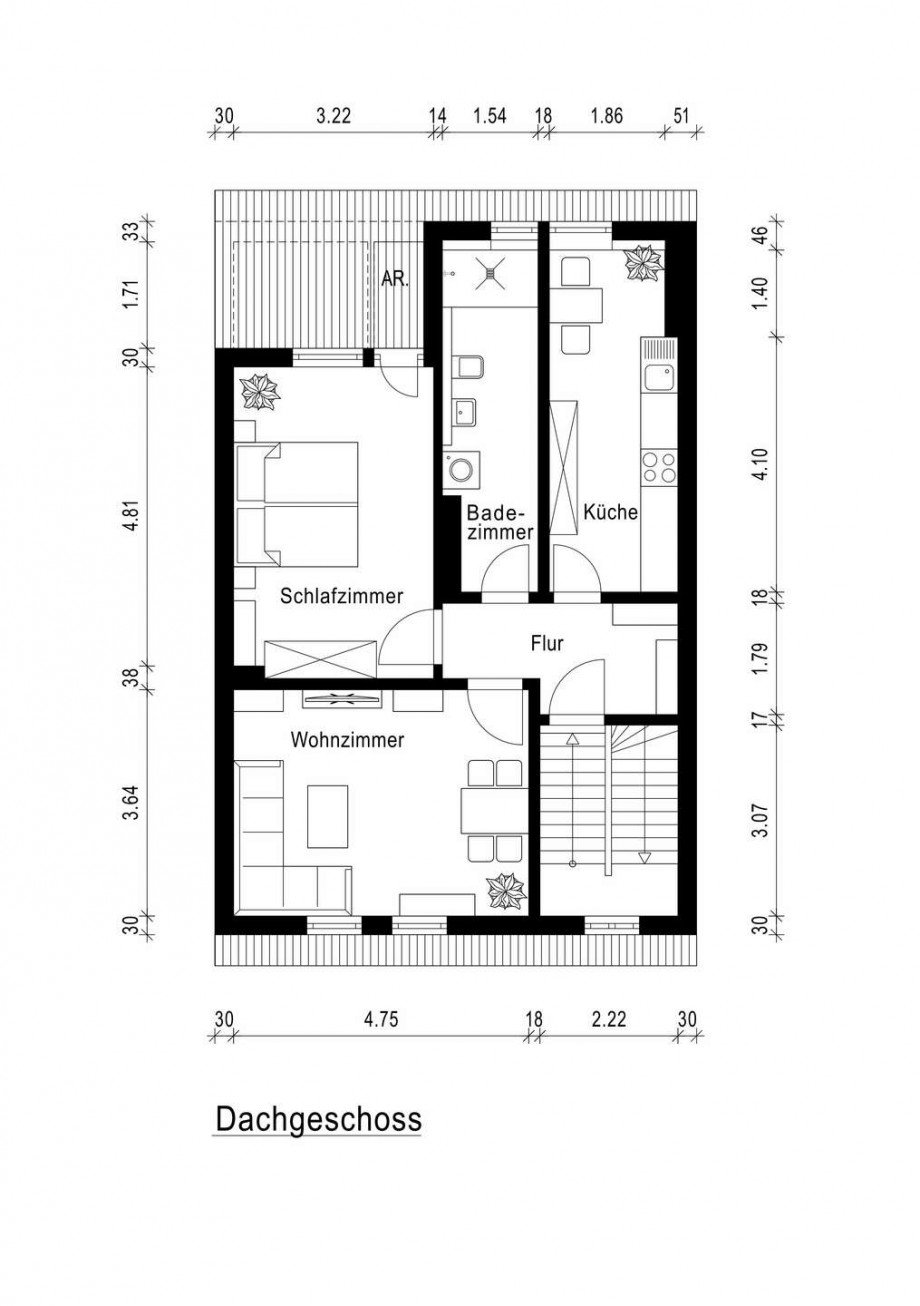 Grundriss Dachgeschoss Mehrfamilienhaus D�sseldorf