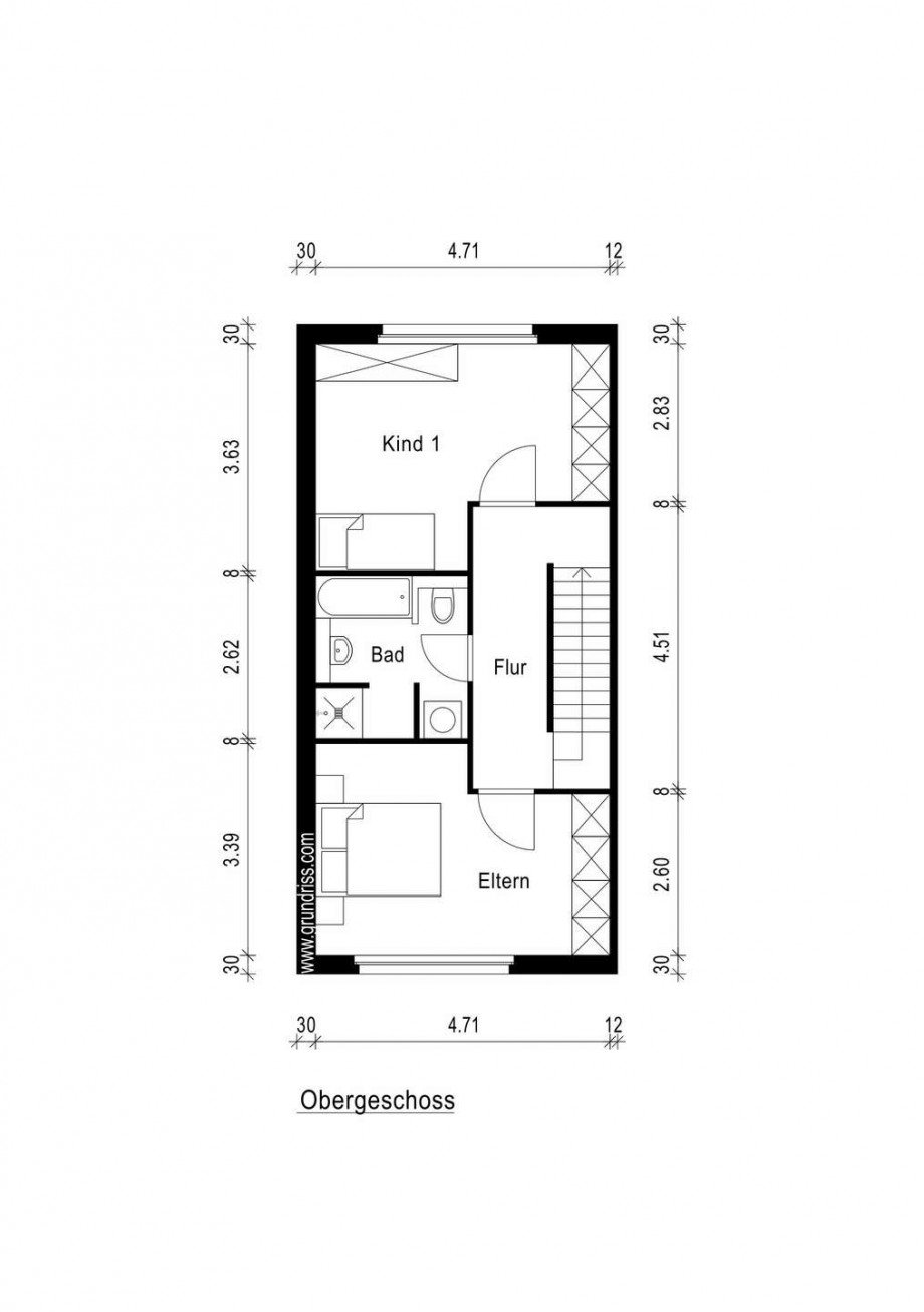 Grundriss obere Etage Reihenhaus Neuss