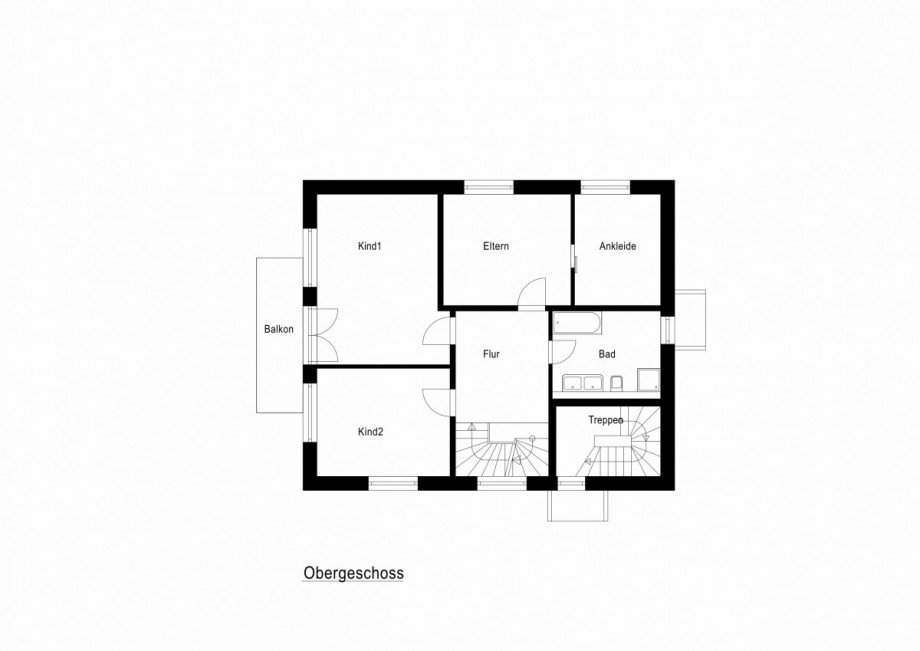 Grundriss obere Etage Einfamilienhaus Neuss