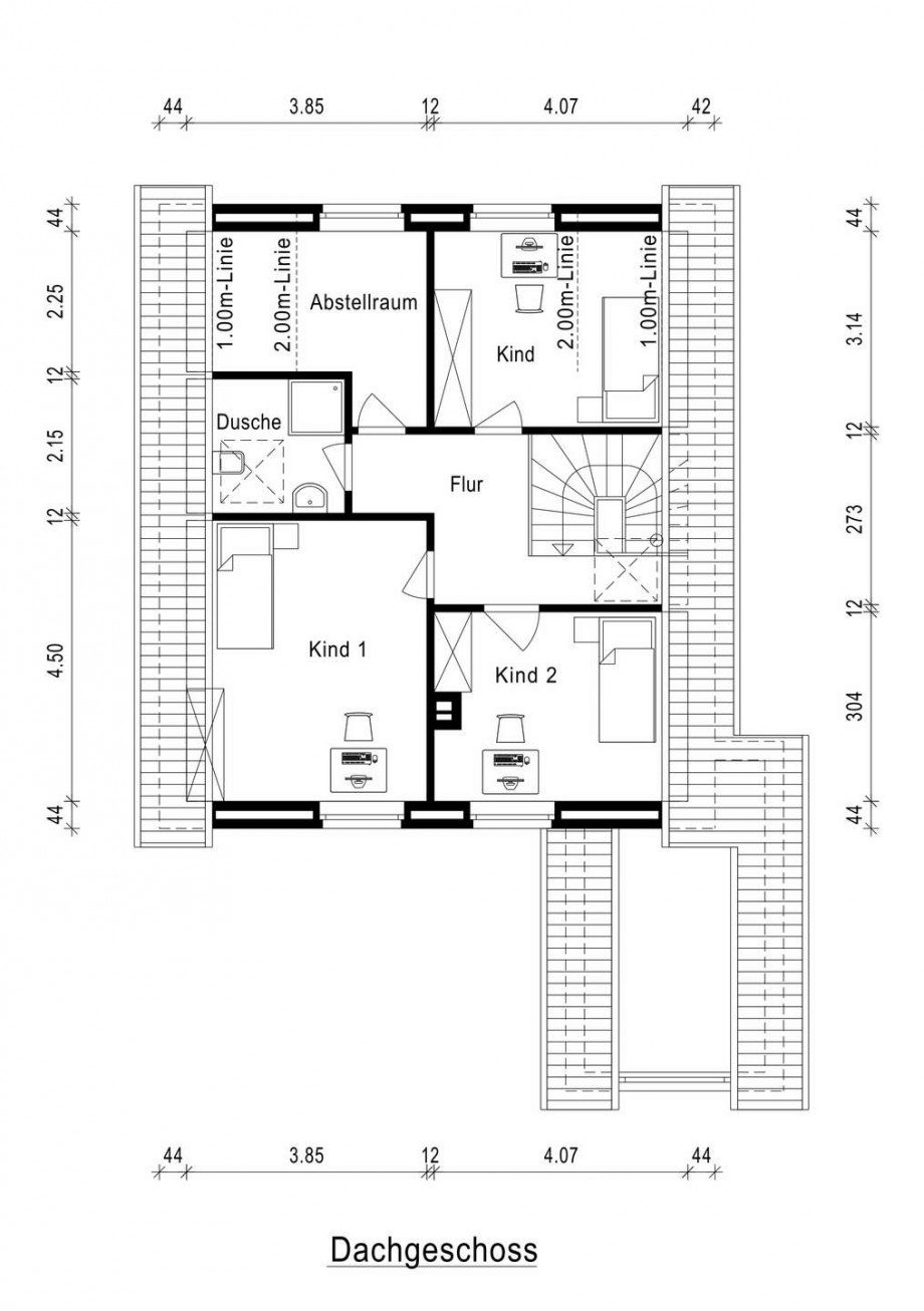 Grundriss obere Etage Einfamilienhaus Neuss