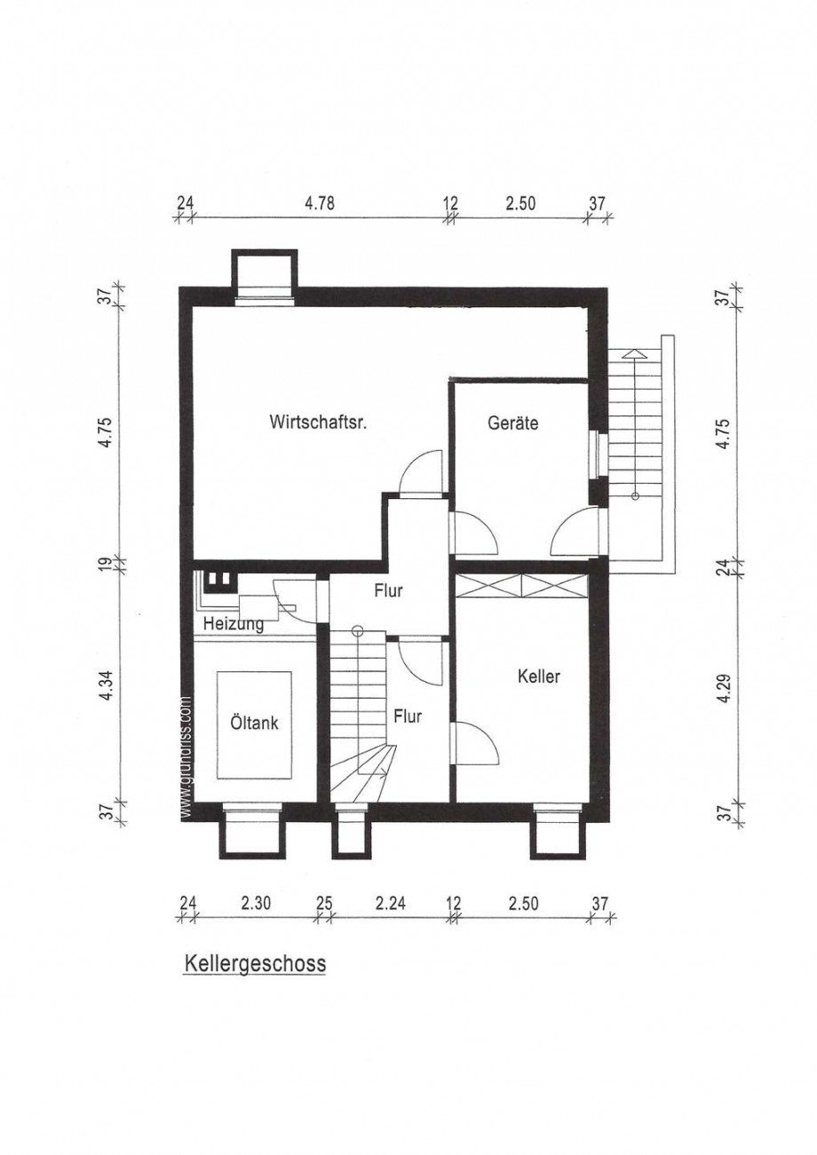 Grundriss Keller Reihenendhaus Kaarst